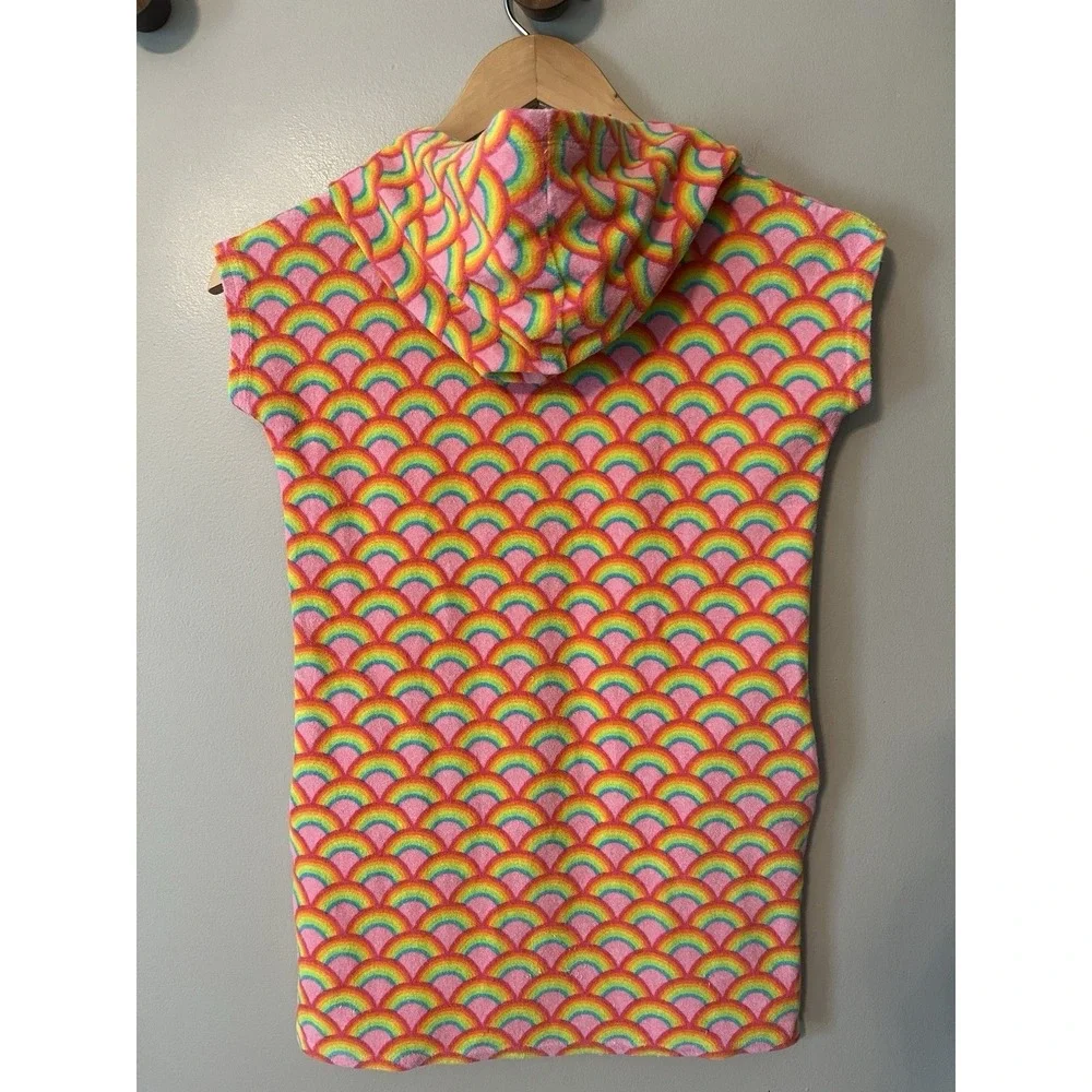 Lands' End Rainbow Hooded Swim Cover-Up Terry Cloth Girl's Size M (8)